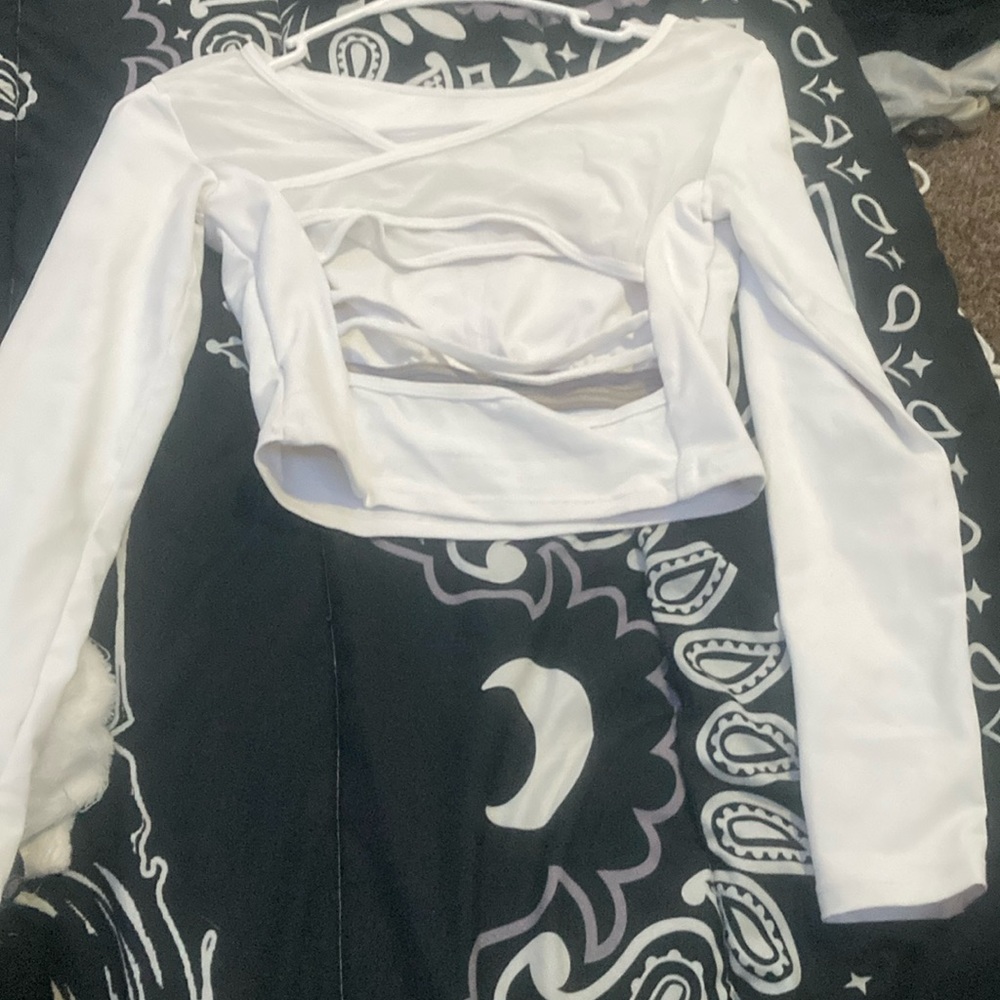 white sheer/see through crop top